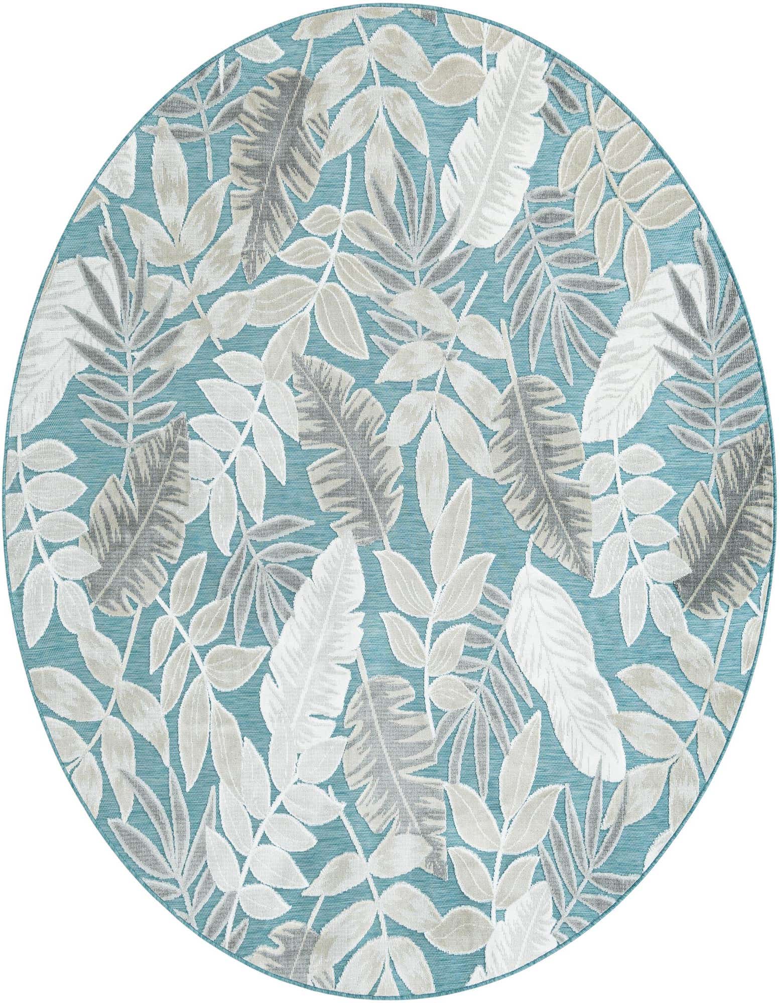 8' 2 x 8' 2 Easy-Clean Botanical Indoor / Outdoor Round Rug