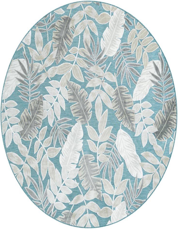 Detail image of 8' 2 x 8' 2 Easy-Clean Botanical Indoor / Outdoor Round Rug