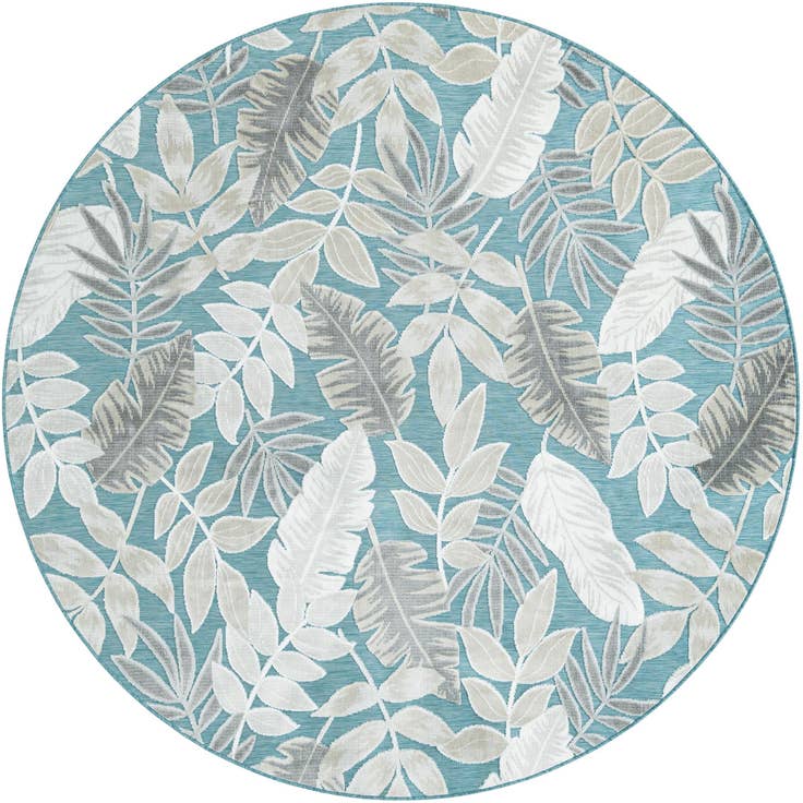 Detail image of 8' 2 x 8' 2 Easy-Clean Botanical Indoor / Outdoor Round Rug
