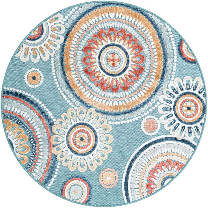 4' 5 x 4' 5 Easy-Clean Botanical Indoor / Outdoor Round Rug