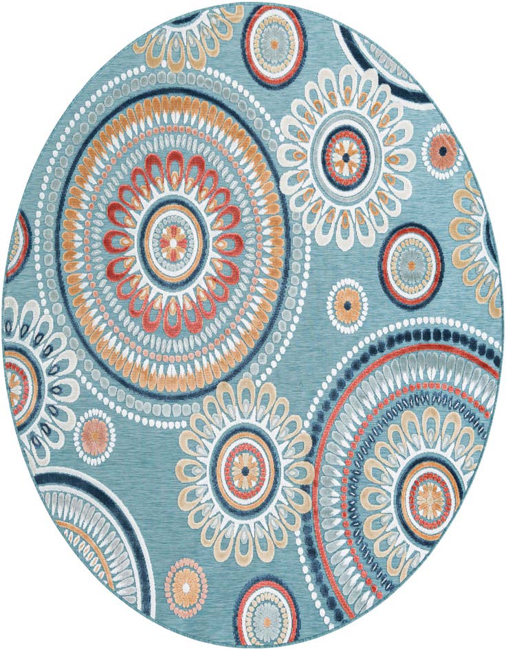 Detail image of 8' 2 x 8' 2 Easy-Clean Botanical Indoor / Outdoor Round Rug