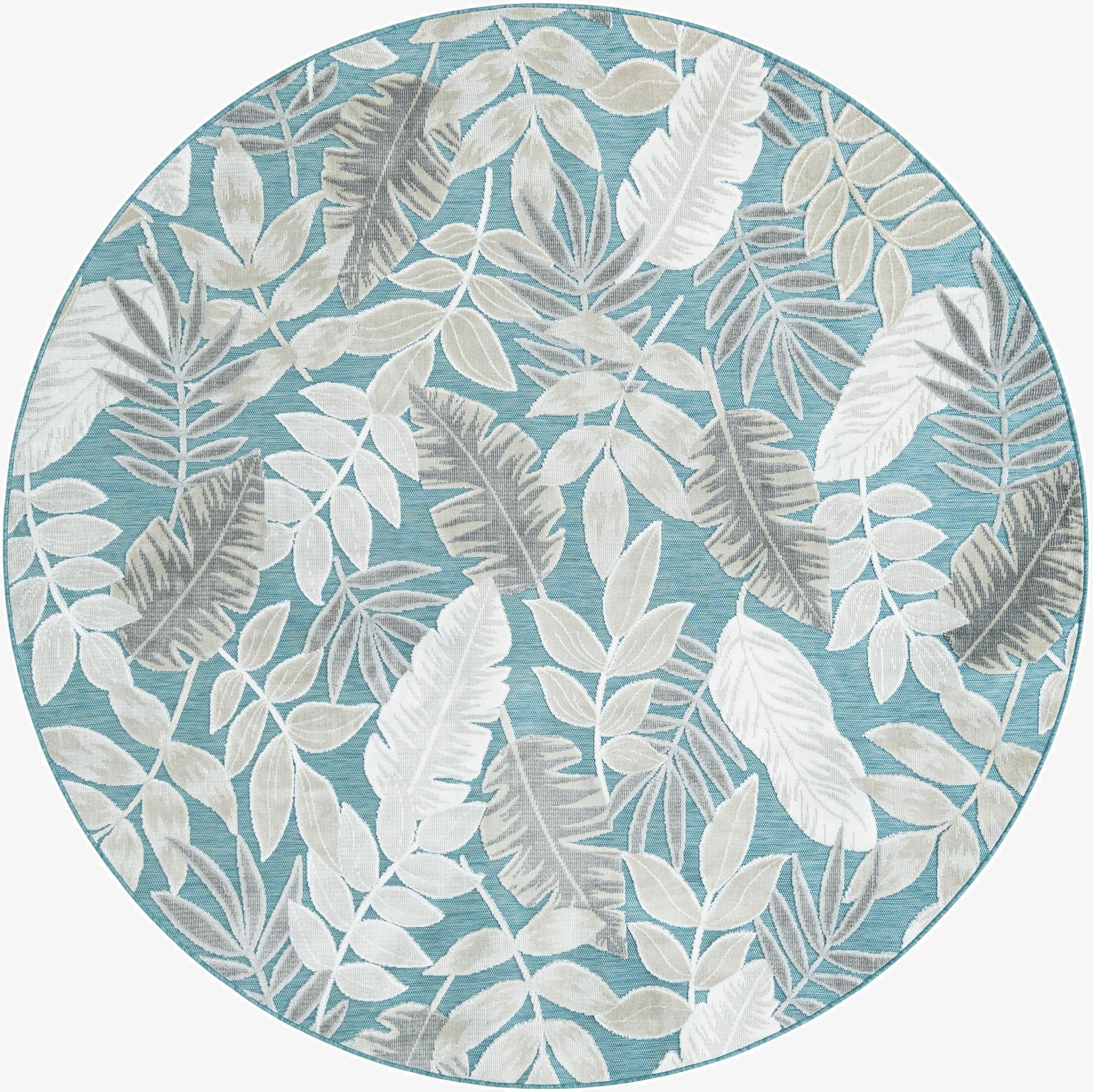 8' 2 x 8' 2  Washable Botanical Indoor / Outdoor Round Rug