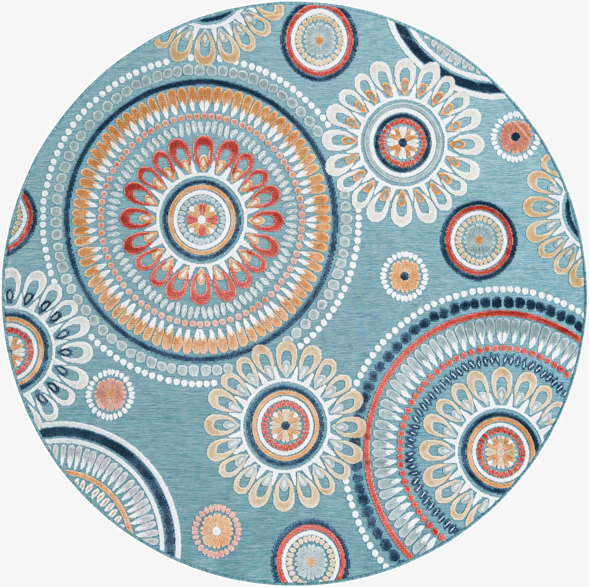 8' 2 x 8' 2  Washable Botanical Indoor / Outdoor Round Rug