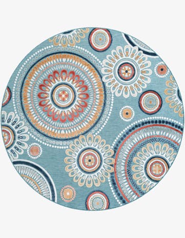 8' 2 x 8' 2 Easy-Clean Botanical Indoor / Outdoor Round Rug