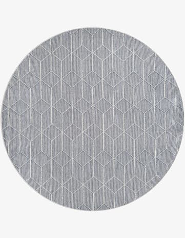 Light Blue Easy-Clean Lattice Indoor / Outdoor Round Rug