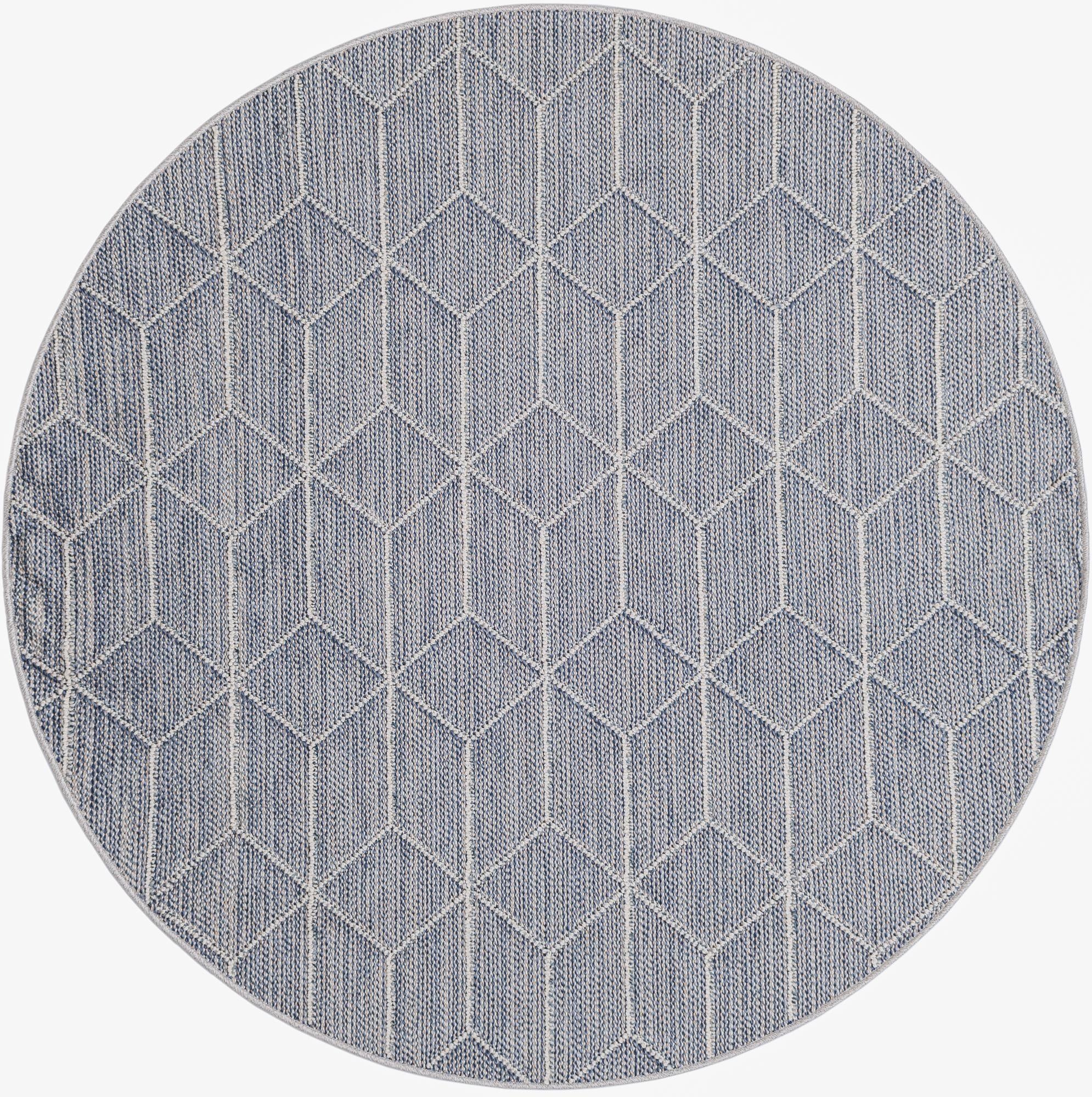5' 3 x 5' 3 Washable Lattice Indoor / Outdoor Round Rug