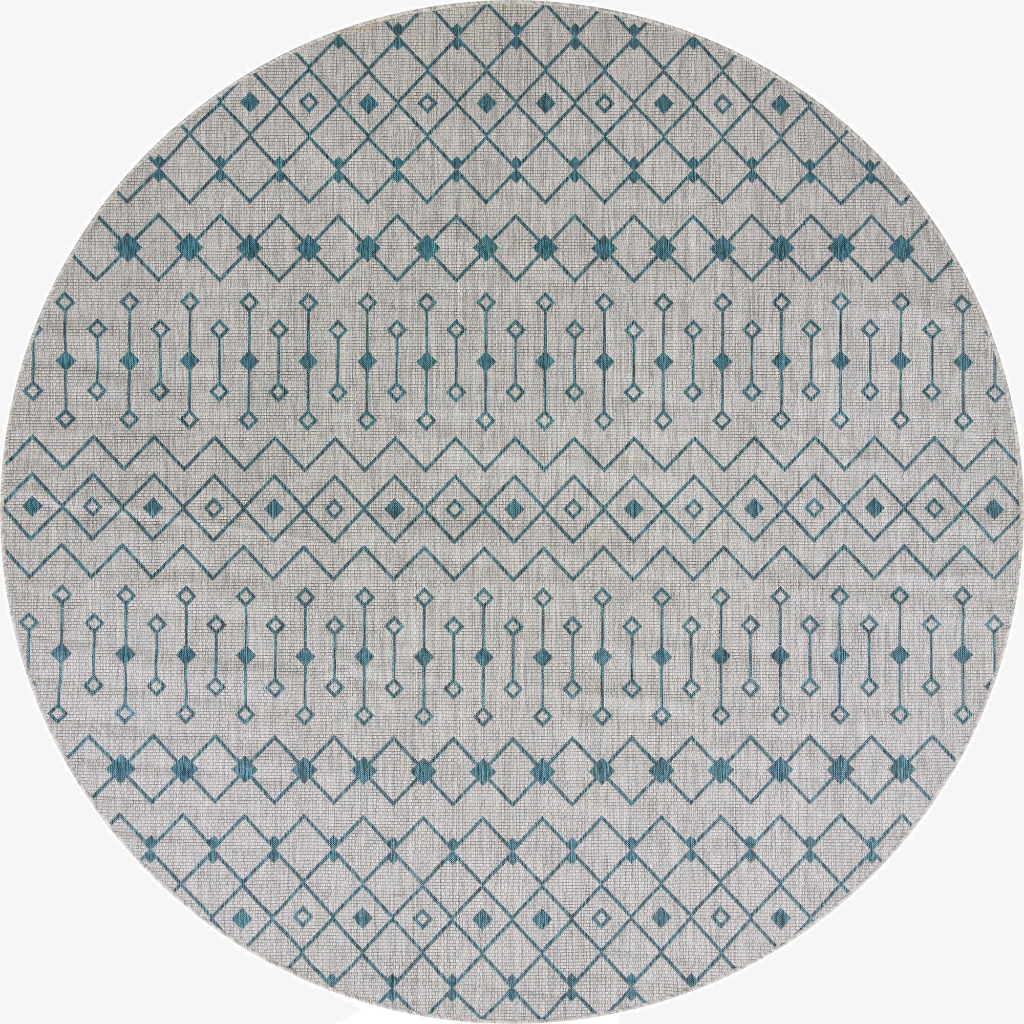 10' 8 x 10' 8 Washable Lattice Indoor / Outdoor Round Rug