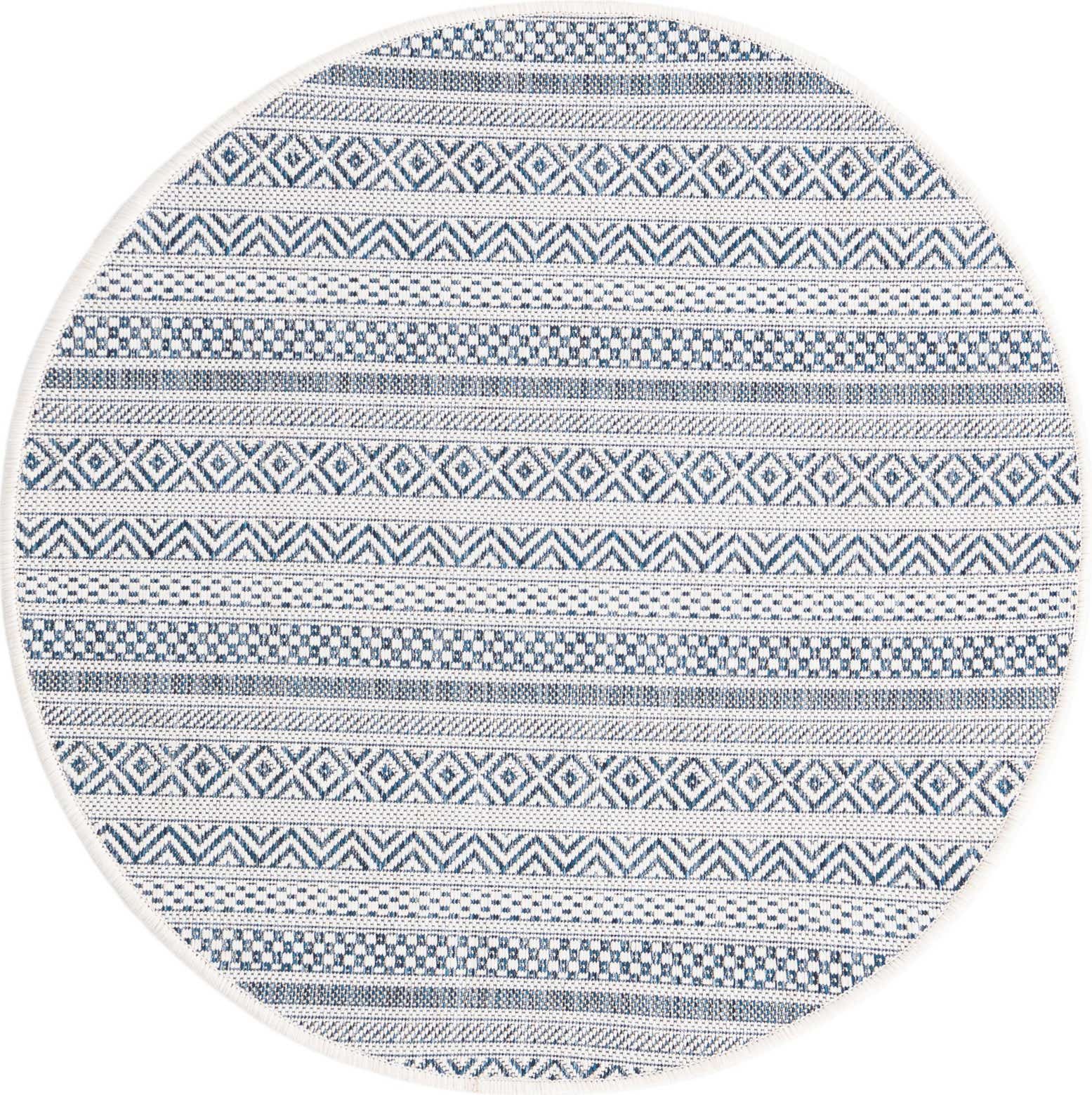 3' x 3' Easy-Clean Ribbon Indoor / Outdoor Round Rug