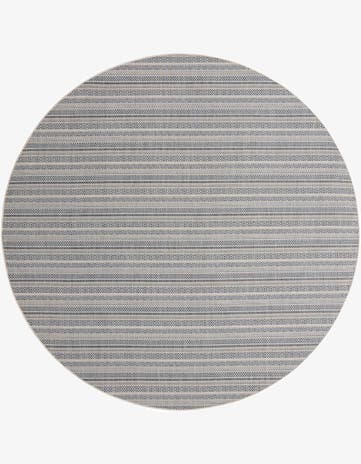 Light Blue Easy-Clean Ribbon Indoor / Outdoor Round Rug