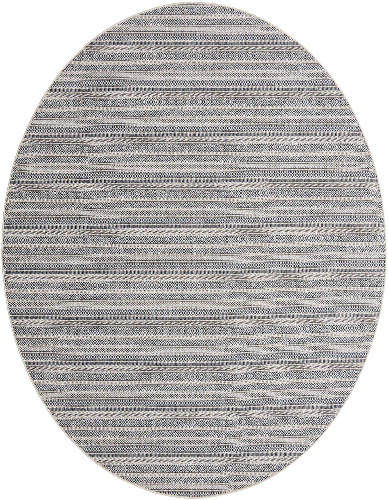 10' x 10' Easy-Clean Striped Indoor / Outdoor Round Rug