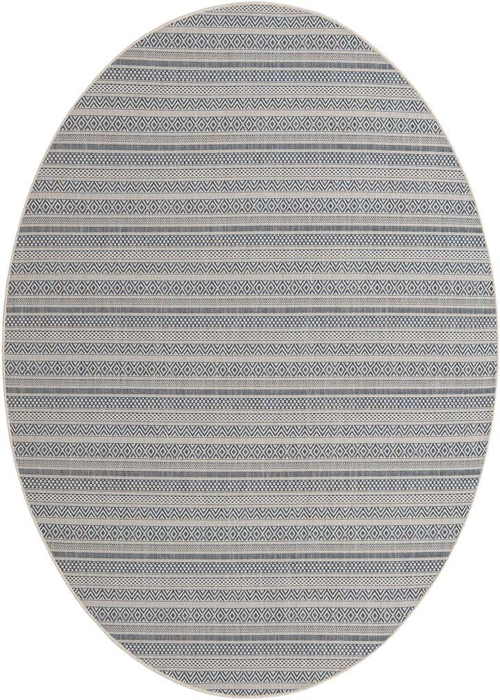 7' 10 x 7' 10 Easy-Clean Striped Indoor / Outdoor Round Rug