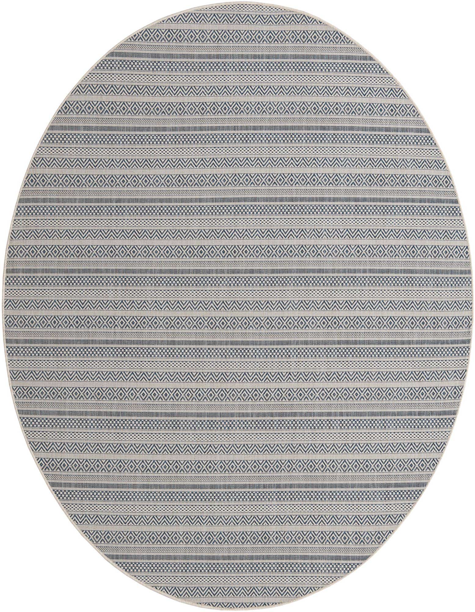 7' 10 x 7' 10 Easy-Clean Striped Indoor / Outdoor Round Rug