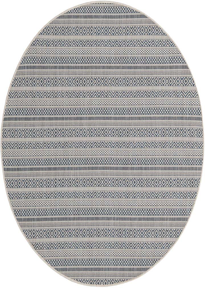 5' 3 x 5' 3 Easy-Clean Striped Indoor / Outdoor Round Rug