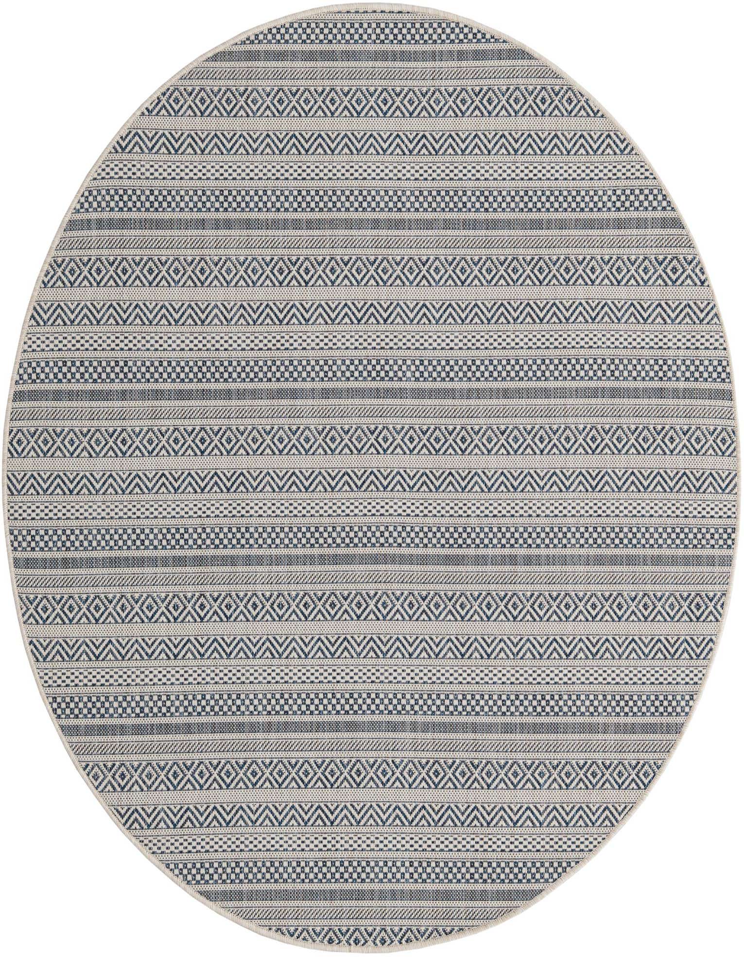 5' 3 x 5' 3 Easy-Clean Striped Indoor / Outdoor Round Rug
