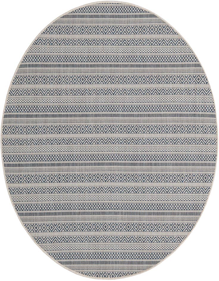 Detail image of 5' 3 x 5' 3 Easy-Clean Striped Indoor / Outdoor Round Rug