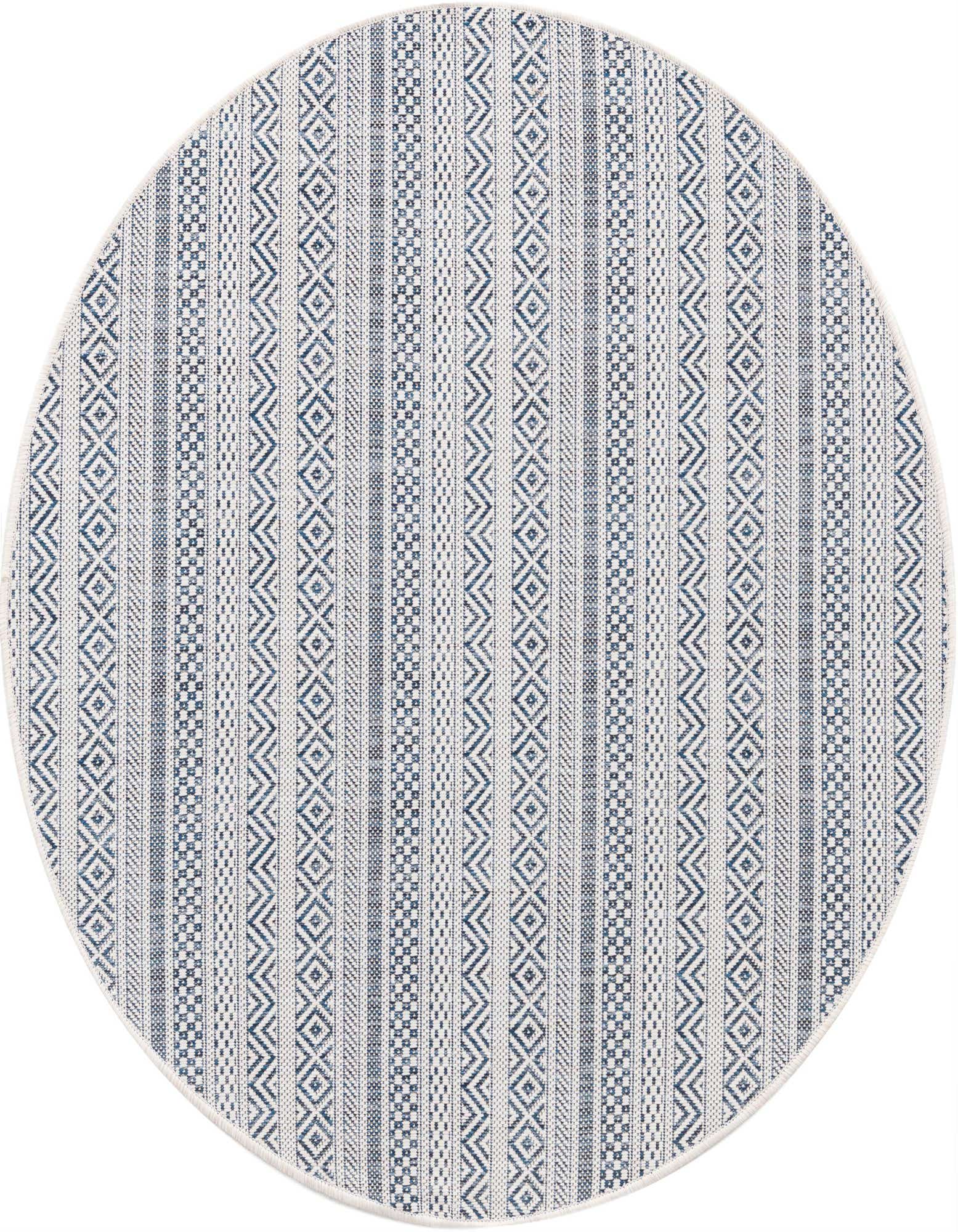 4' x 4' Easy-Clean Striped Indoor / Outdoor Round Rug
