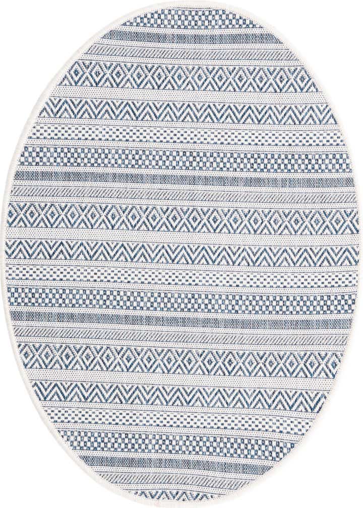 3' x 3' Easy-Clean Striped Indoor / Outdoor Round Rug