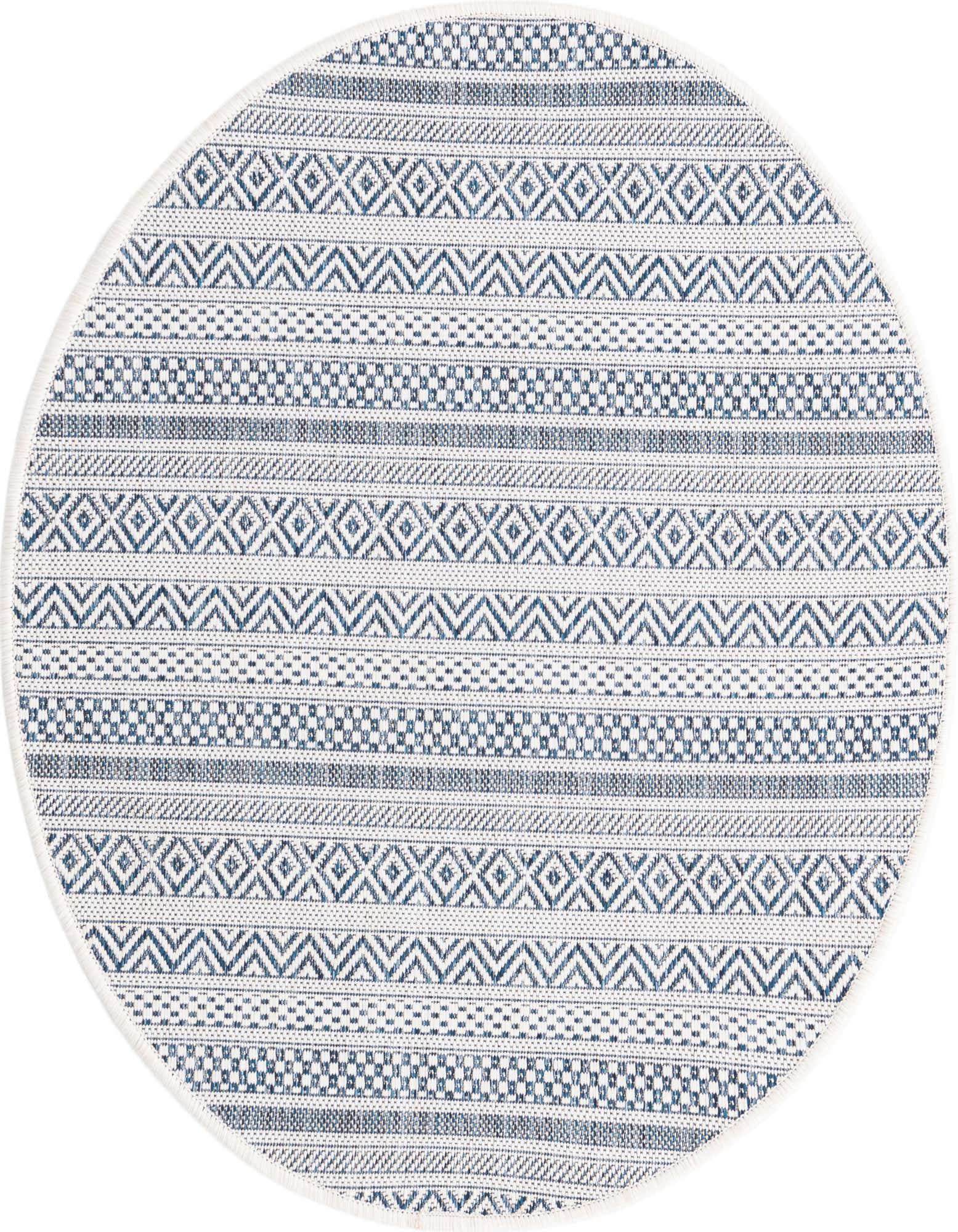 3' x 3' Easy-Clean Striped Indoor / Outdoor Round Rug