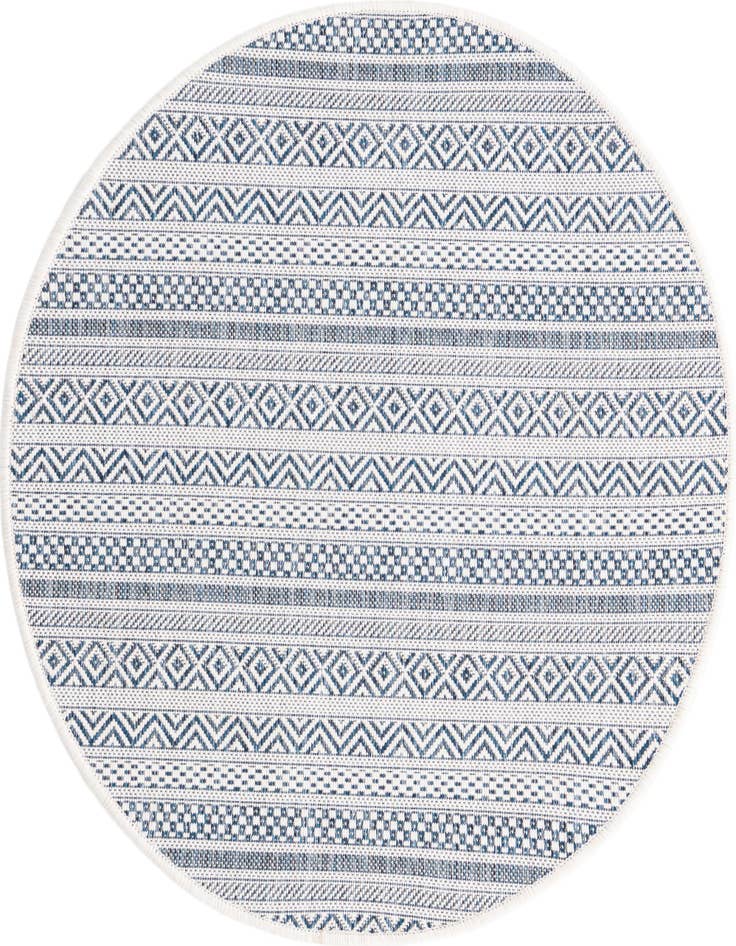 Detail image of 3' x 3' Easy-Clean Striped Indoor / Outdoor Round Rug