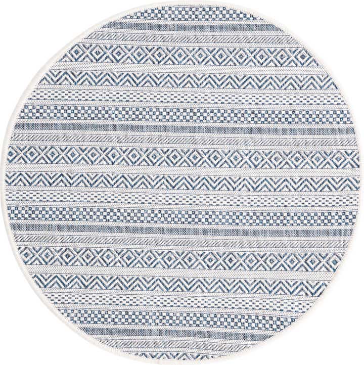 3' x 3' Easy-Clean Striped Indoor / Outdoor Round Rug