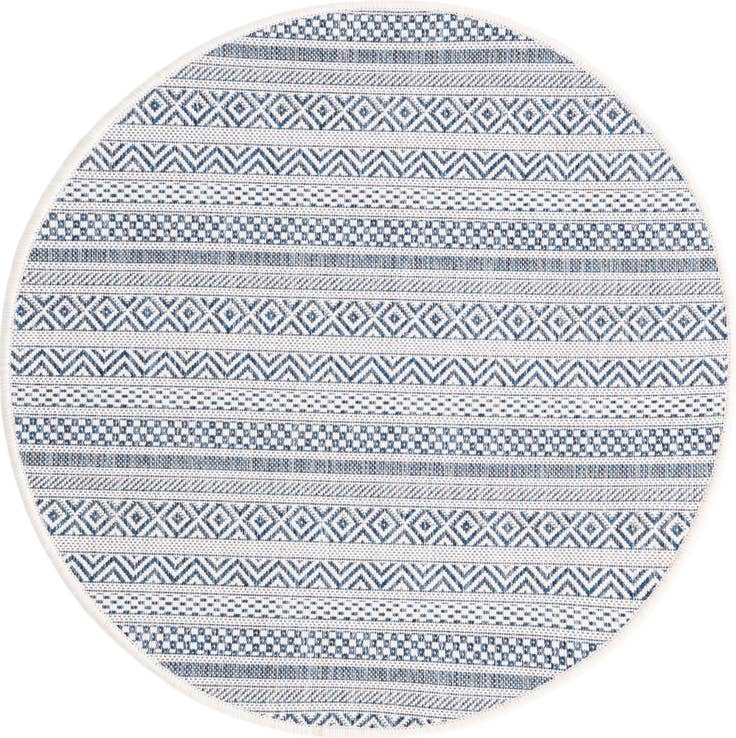 Detail image of 3' x 3' Easy-Clean Striped Indoor / Outdoor Round Rug