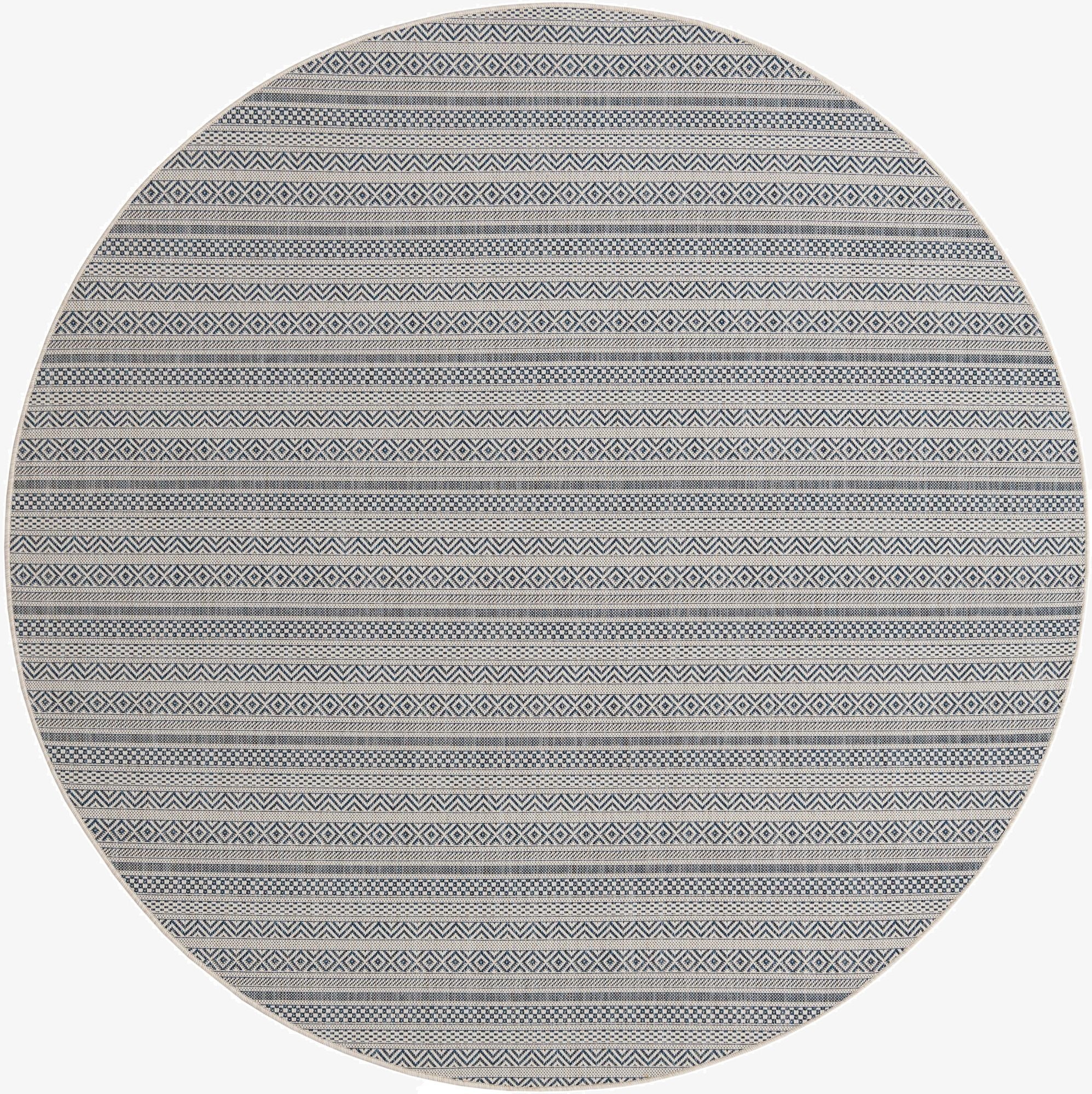 Primary image 7' 10 x 7' 10  Washable Striped Indoor / Outdoor Round Rug