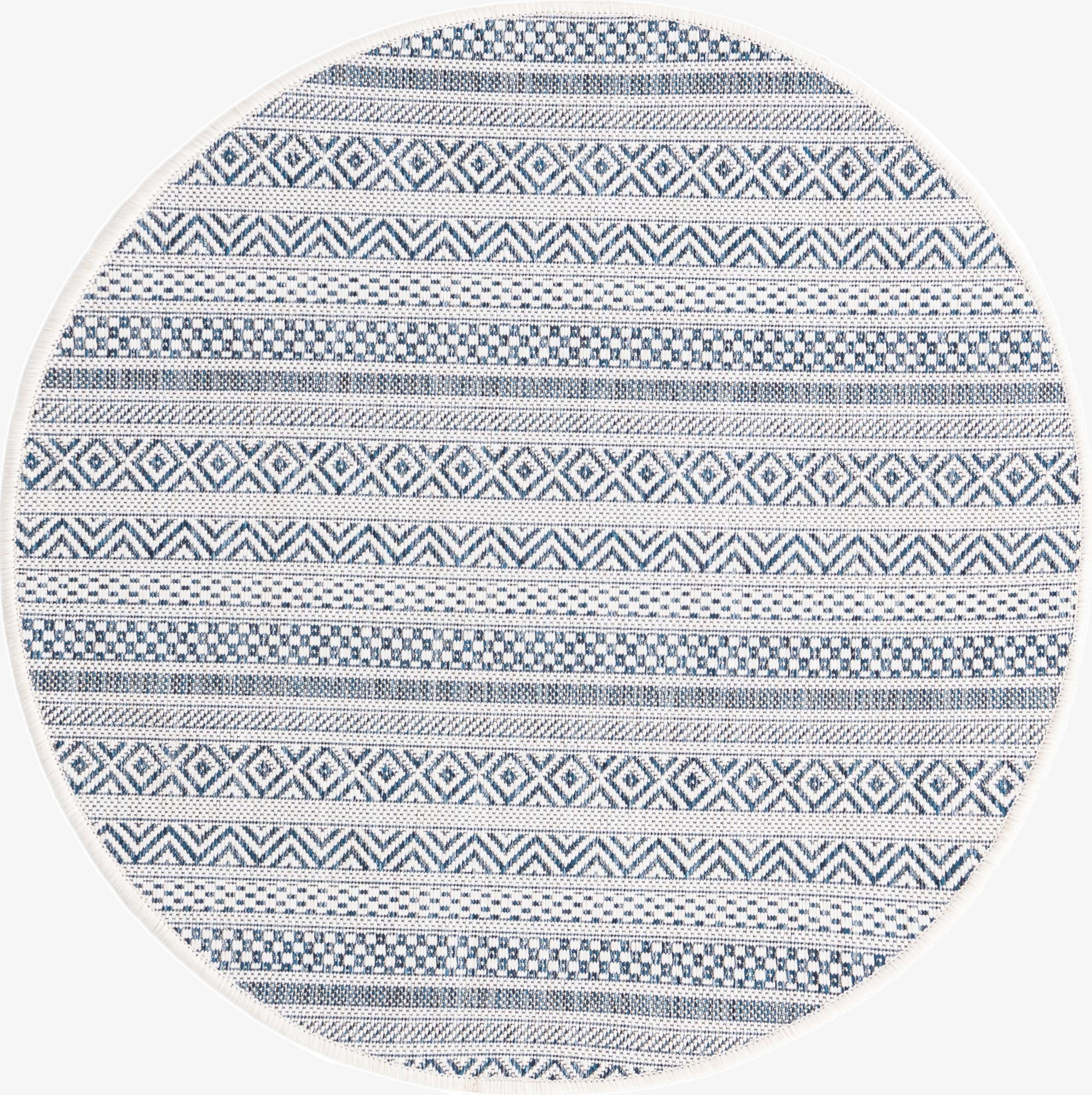 Primary image 3' x 3'  Washable Striped Indoor / Outdoor Round Rug