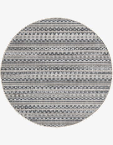 5' 3 x 5' 3 Easy-Clean Striped Indoor / Outdoor Round Rug