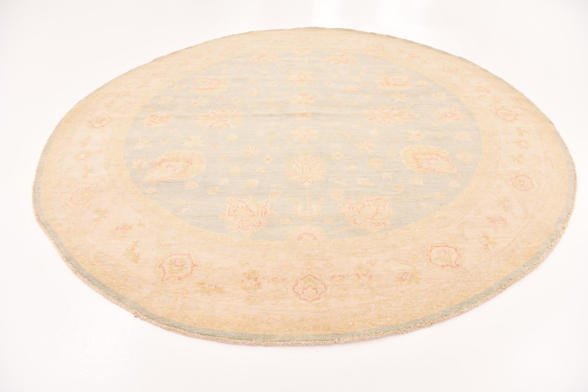 285cm x 295cm Hand Knotted Peshawar Ziegler Round Rug
