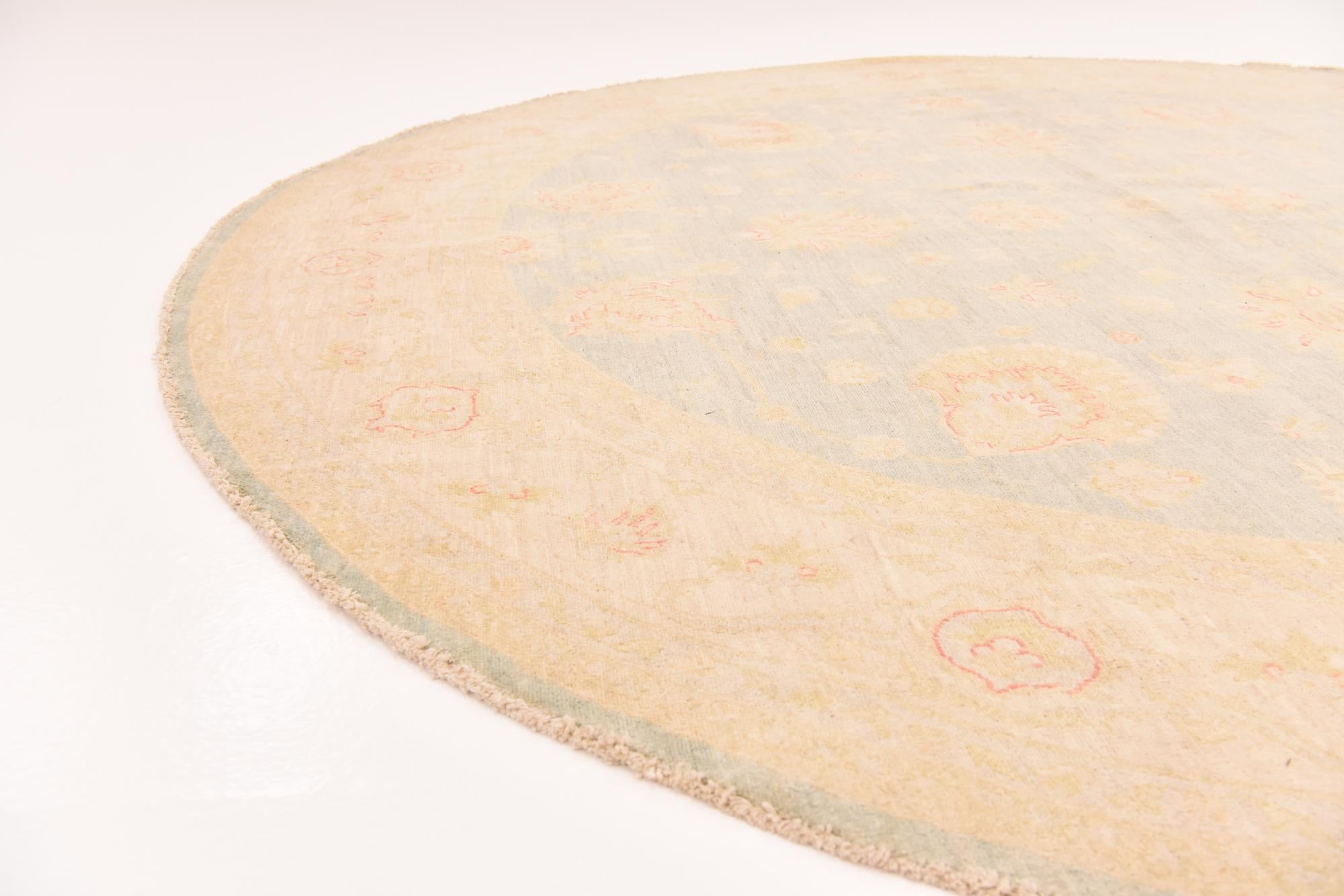 285cm x 295cm Hand Knotted Peshawar Ziegler Round Rug