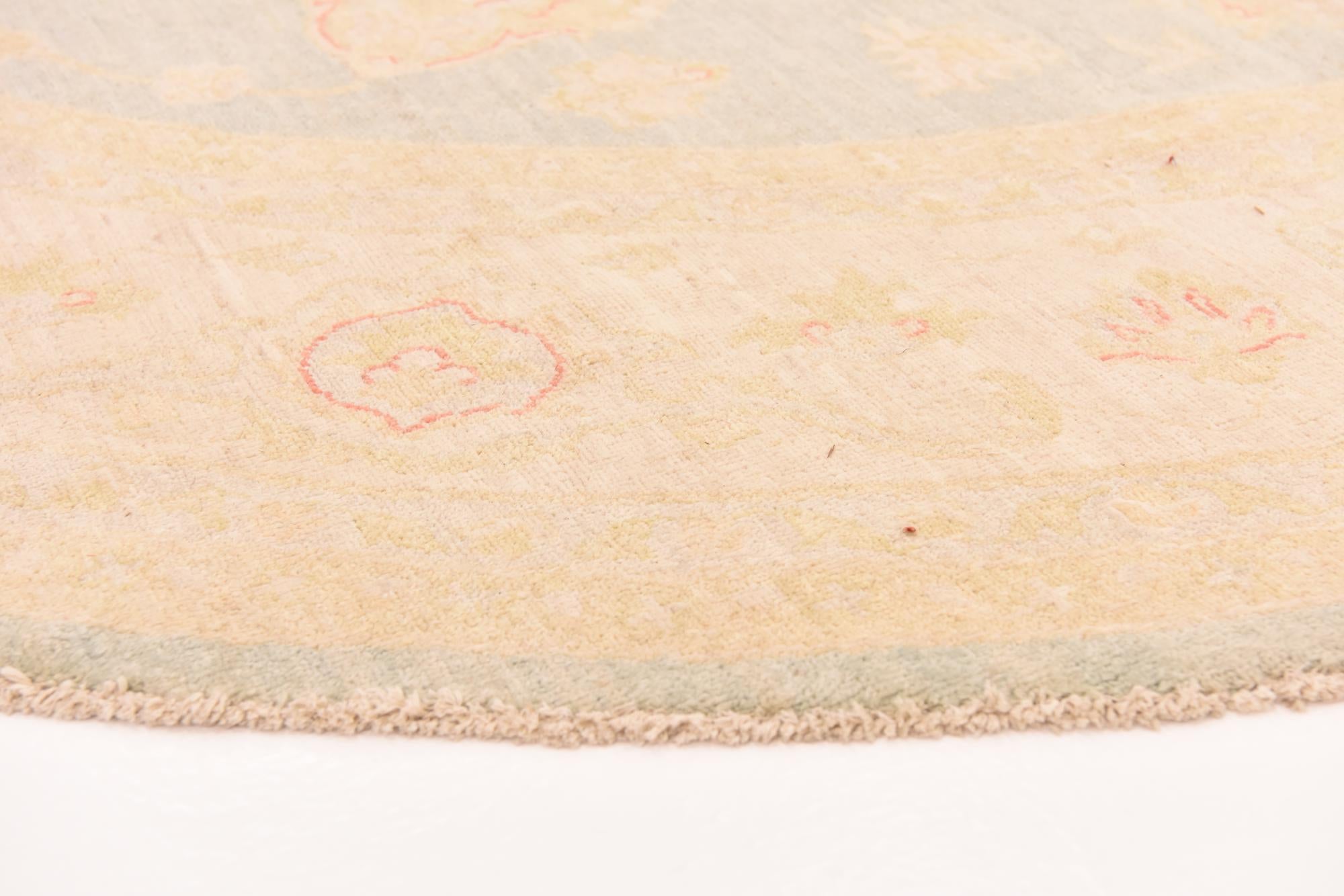 285cm x 295cm Hand Knotted Peshawar Ziegler Round Rug
