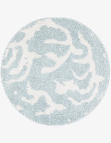 Light Blue Easy-Clean Sabrina Soto Indoor / Outdoor Round Rug