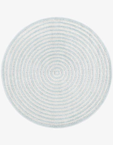 Light Blue Easy-Clean Sabrina Soto Indoor / Outdoor Round Rug