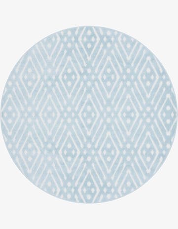 Light Blue Easy-Clean Sabrina Soto Ella Indoor / Outdoor Round Rug