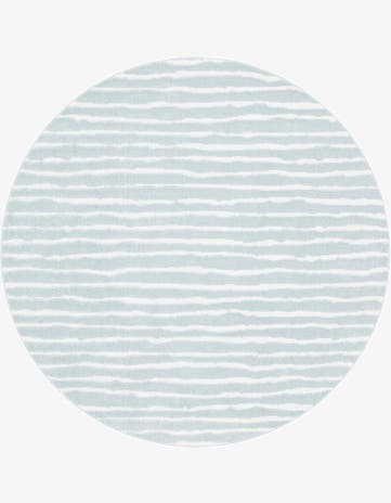 Light Blue Easy-Clean Sabrina Soto Ola Indoor / Outdoor Round Rug