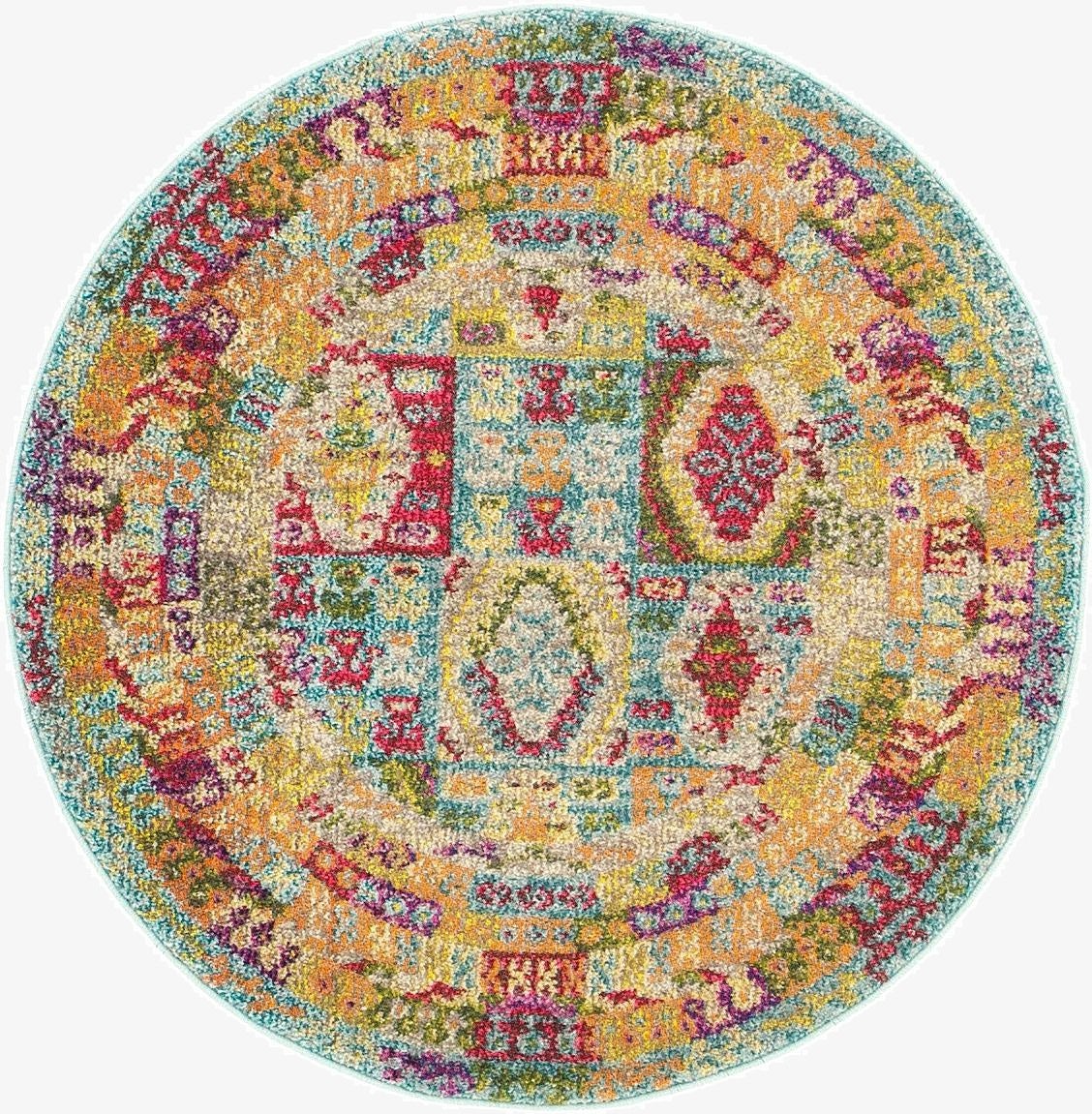 3' 3 x 3' 3  Washable Santa Fe Round Rug