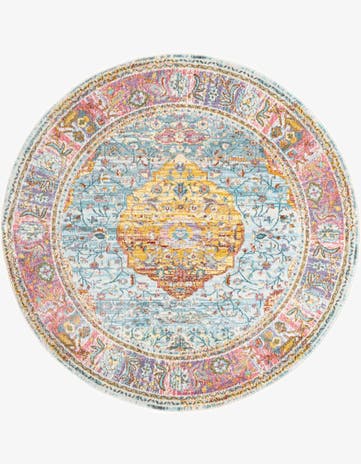 Light Blue Santiago Round Rug