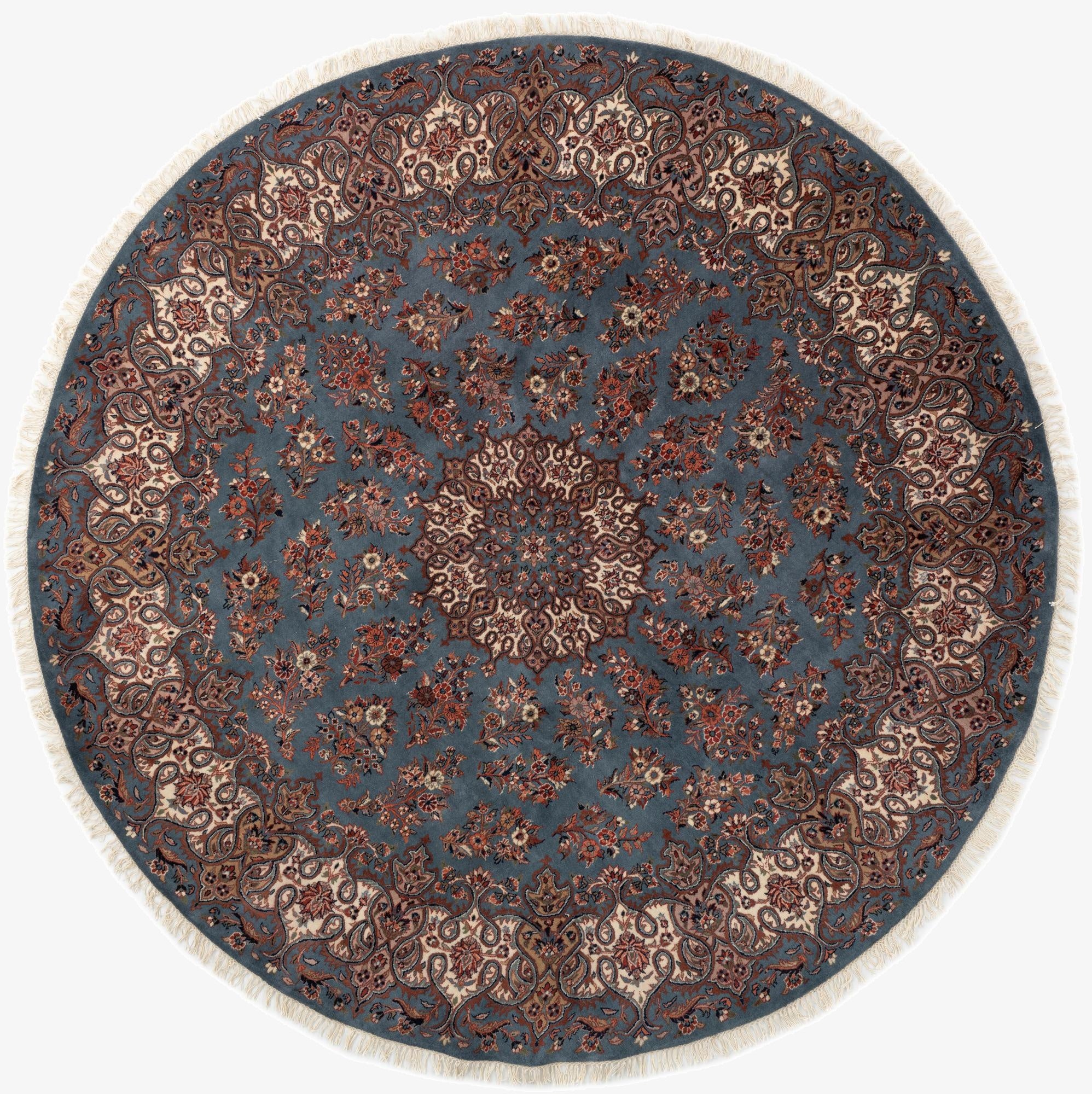 8' 1 x 8' 1  Hand Knotted Sarough Oriental Wool Round Rug
