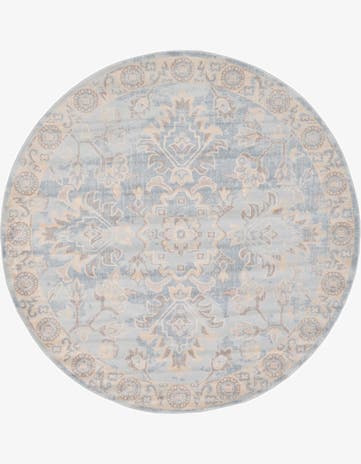 Light Blue Victoria Round Rug