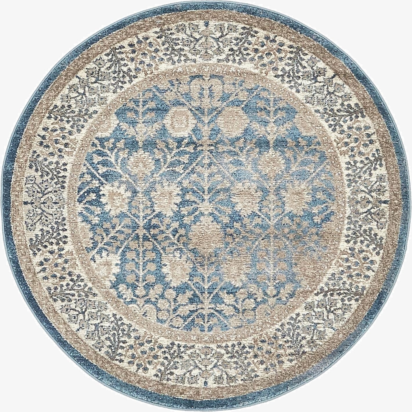Light Blue Vienna Round Rug