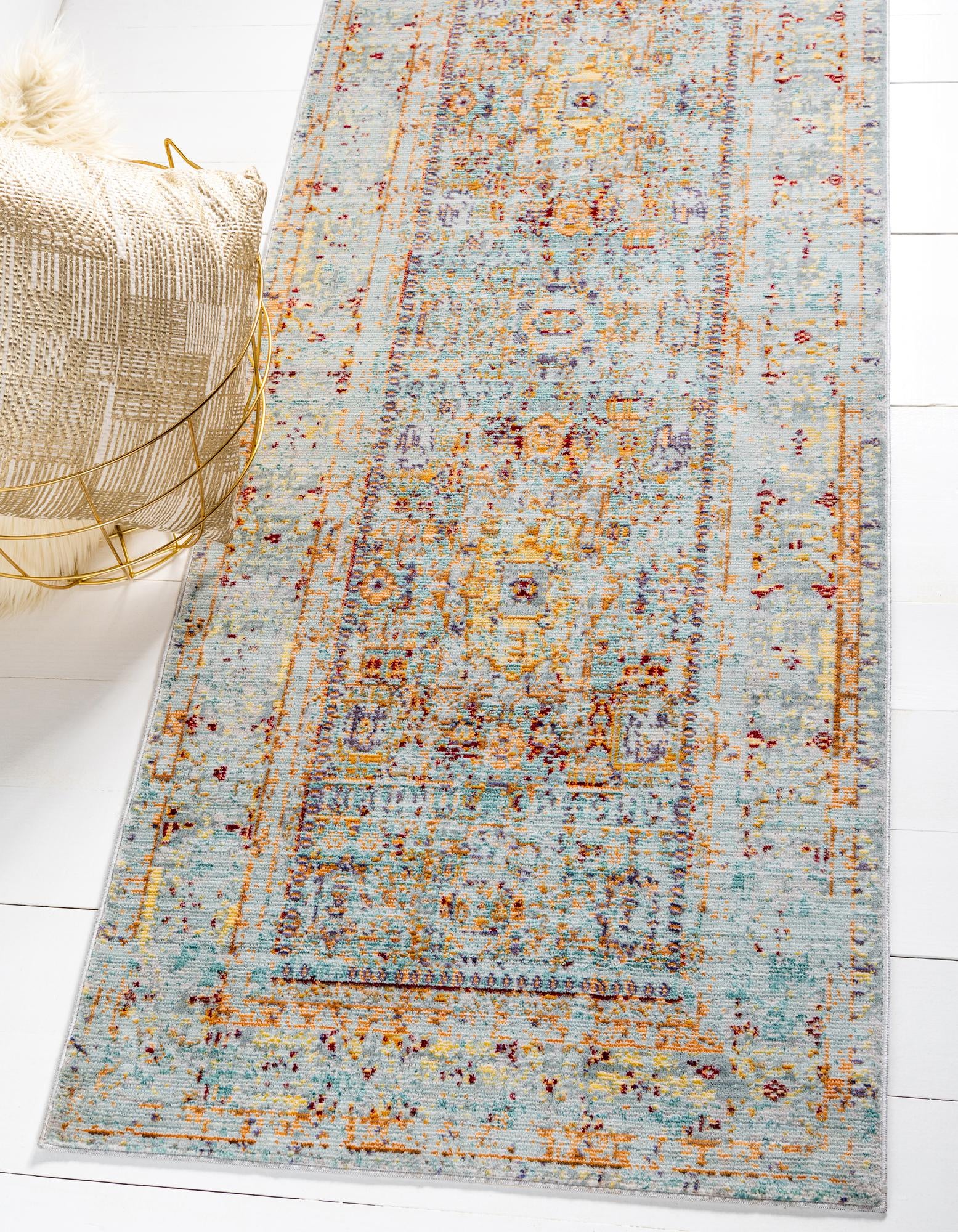 Light Blue Aqua Runner Rug