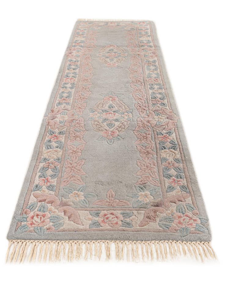 Detail image of 2' 5 x 8' 10 Hand Knotted Carved Pekin Wool Runner Rug