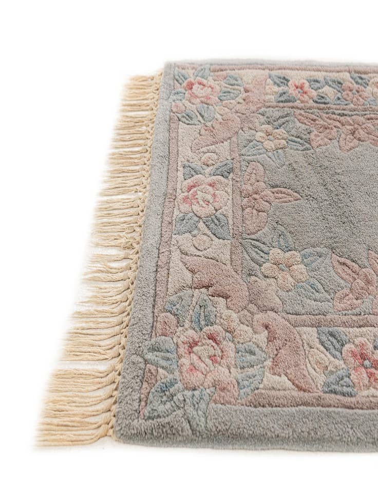 Detail image of 2' 5 x 8' 10  Hand Knotted Carved Pekin Wool Runner Rug