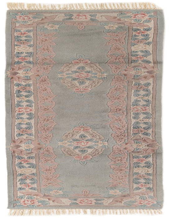 Detail image of 2' 5 x 8' 10 Hand Knotted Carved Pekin Wool Runner Rug