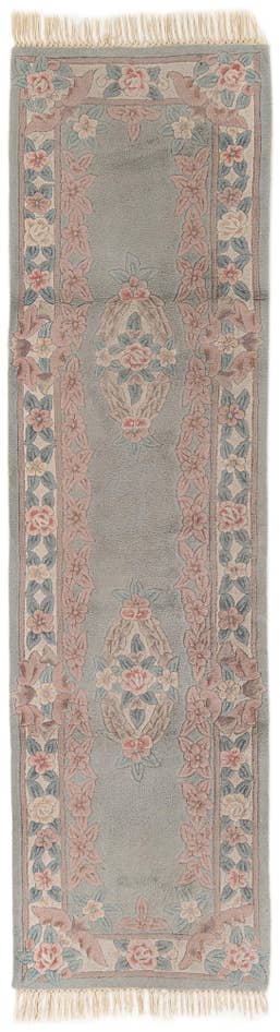 Detail image of 2' 5 x 8' 10 Hand Knotted Carved Pekin Wool Runner Rug