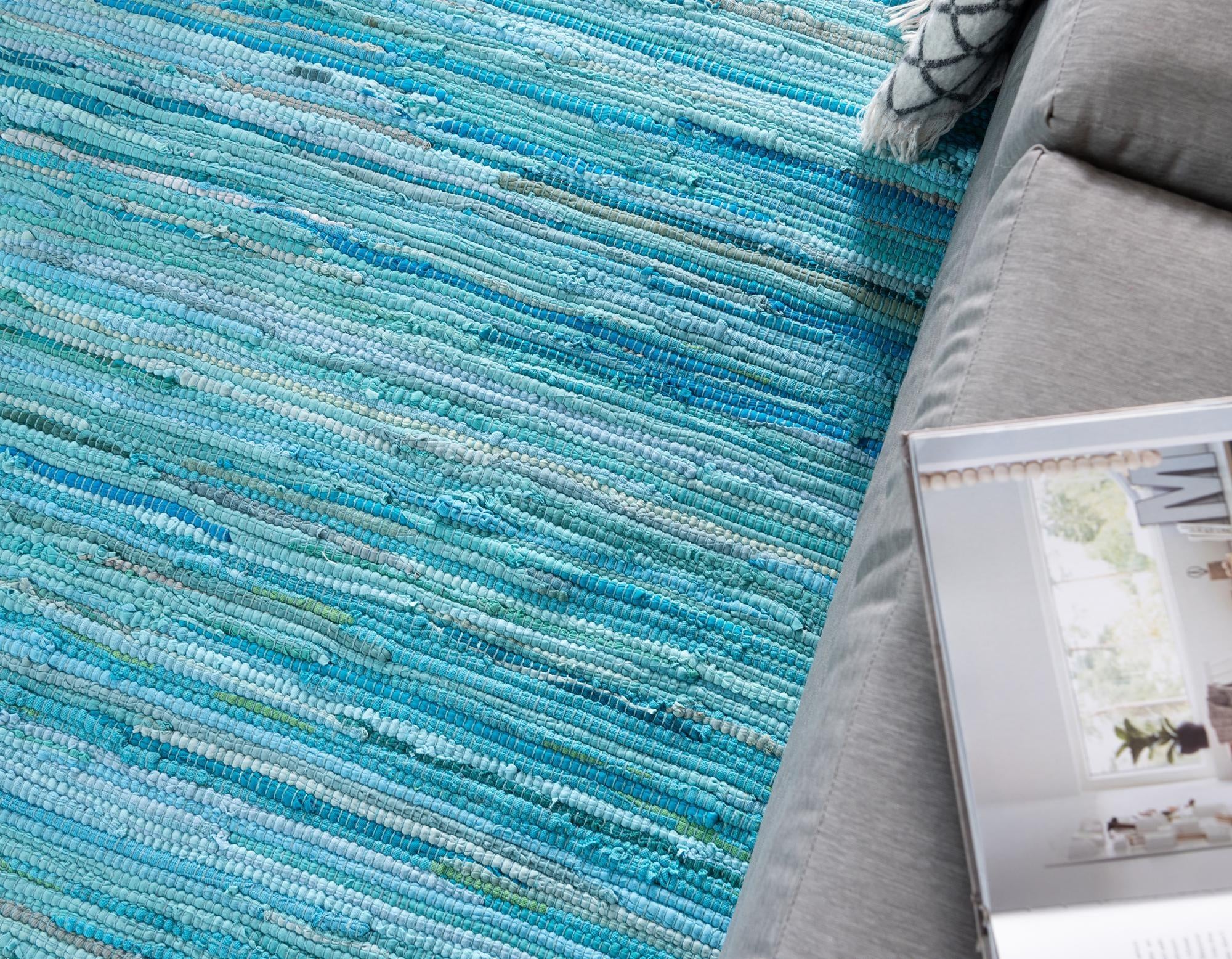 2' 7 x 9' 10 Hand Woven Chindi Cotton Runner Rug