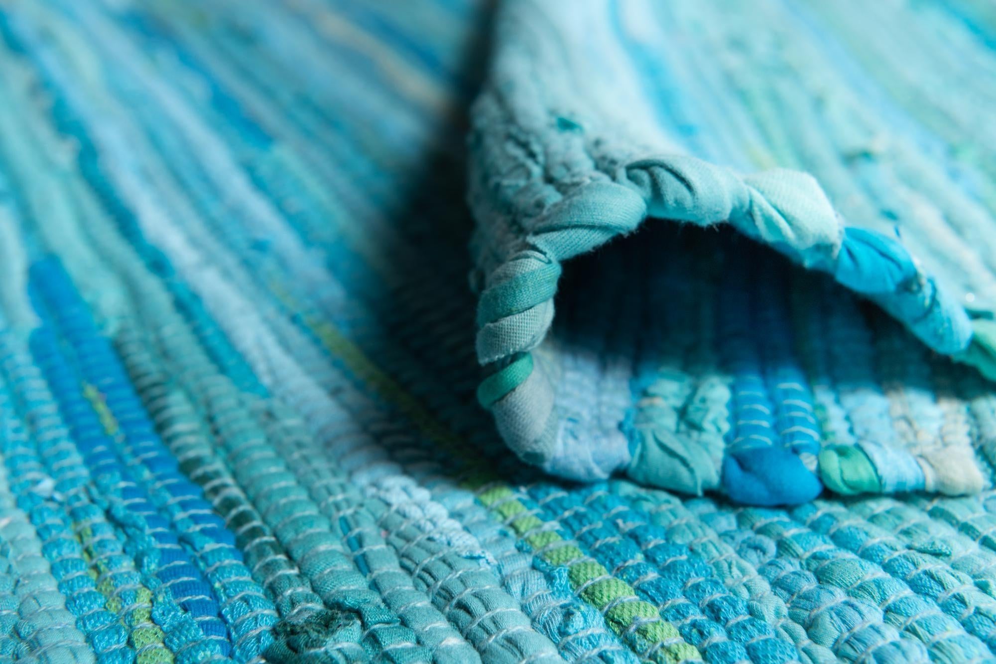 2' 7 x 9' 10 Hand Woven Chindi Cotton Runner Rug