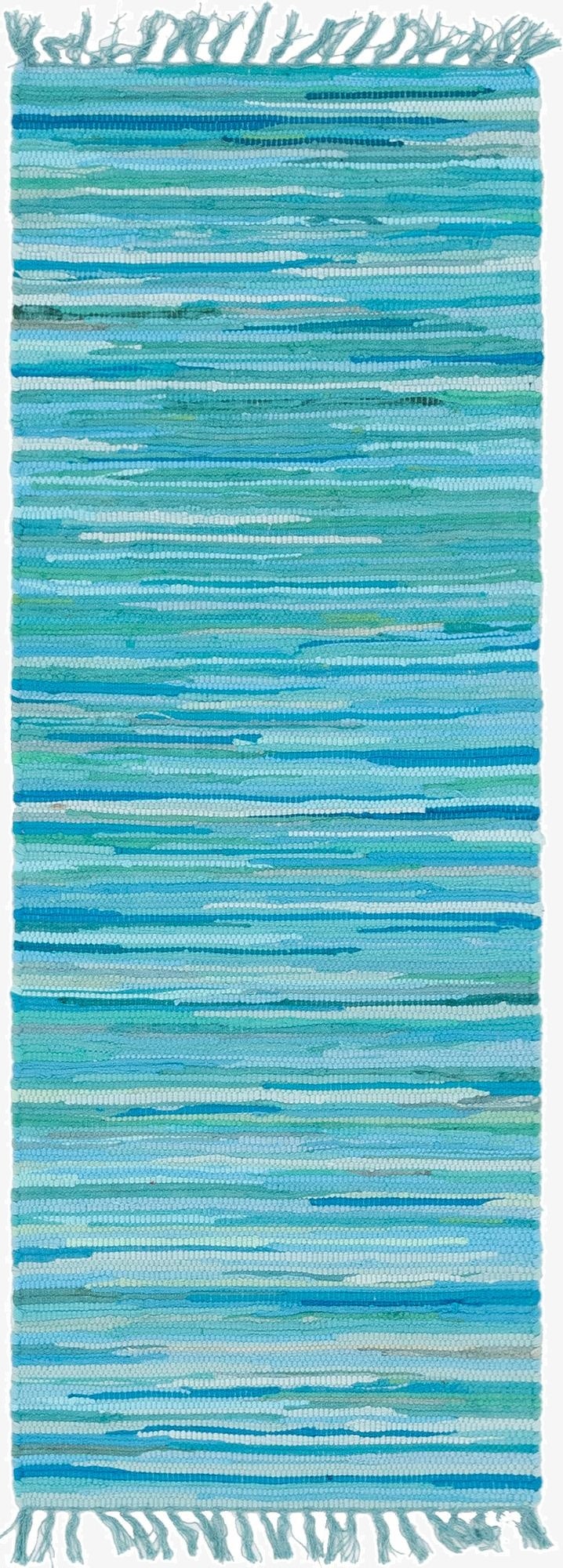 2' 2 x 6' 7  Hand Woven Chindi Cotton Runner Rug