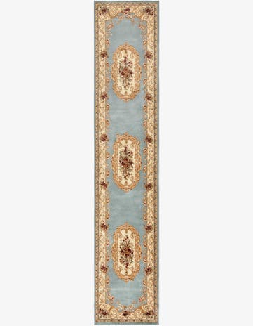 Light Blue Classic Aubusson Runner Rug