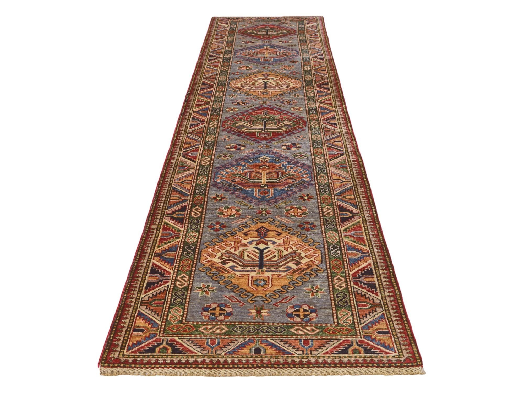 2' 6 x 10' 11 Hand Knotted Kazak Runner Rug